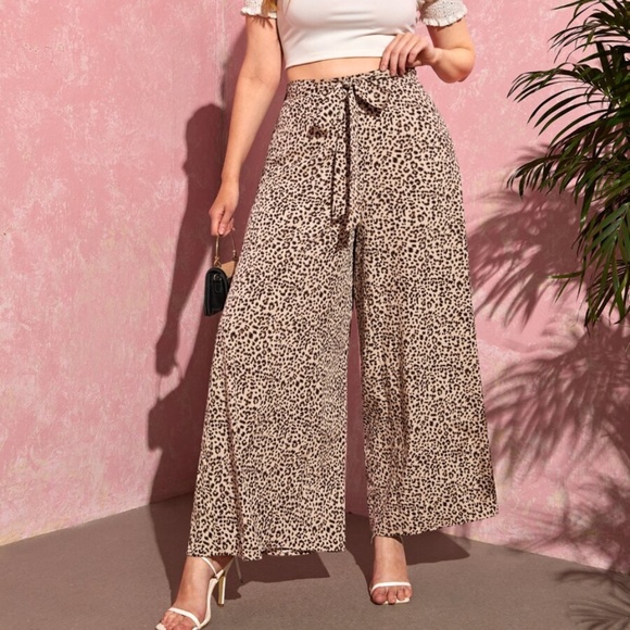 BellanBlue Pants - Plus Khaki tan Leopard Print Wide Leg Palazzo Pants